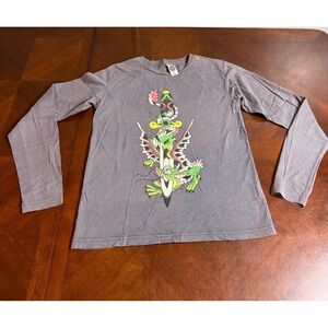 Ed Hardy Christian Audigier Dagger Dragon Tattoo sword Long Sleeve Shirt S Y2K
